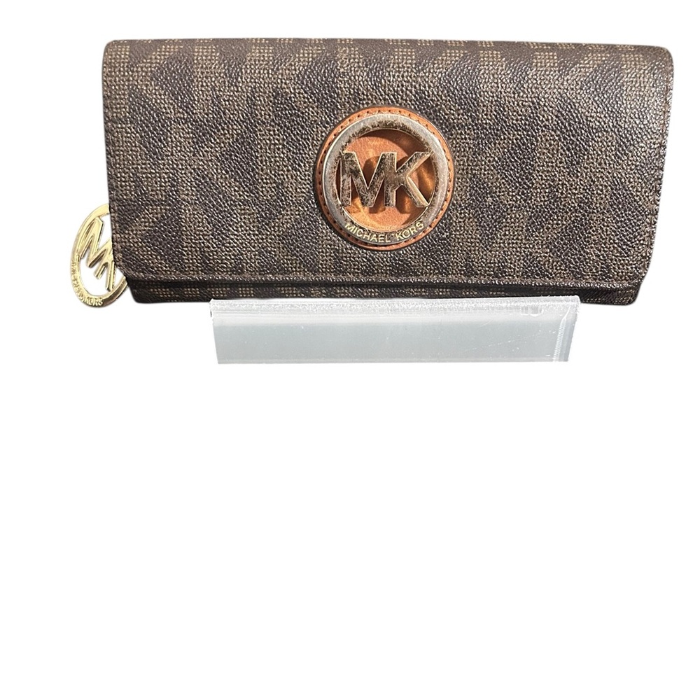 Authentic Michael Kors Brown Wallet with Gold Accents